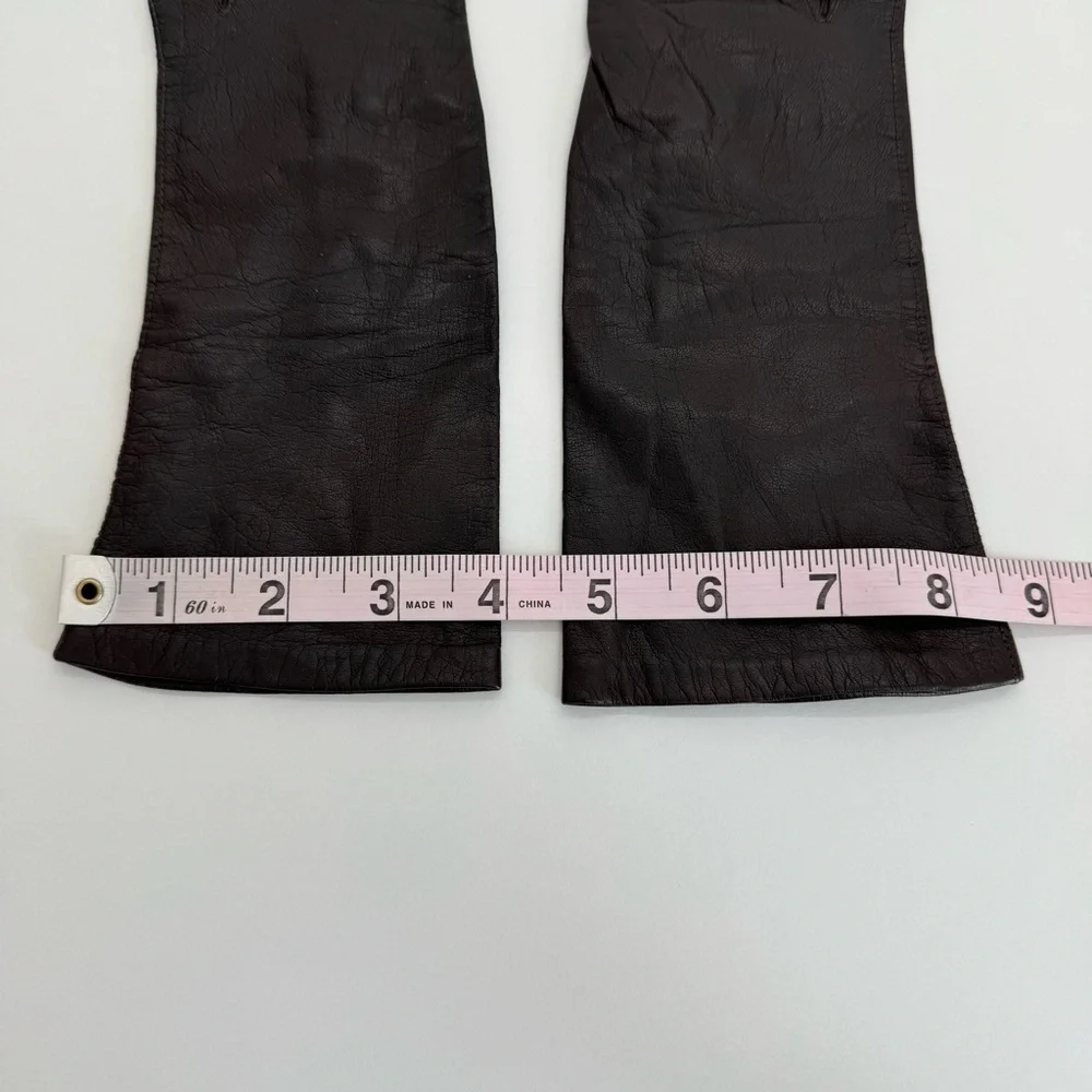 Vintage Regency For Alexander Real Kid Skin Leather Silk Lining Gloves Women